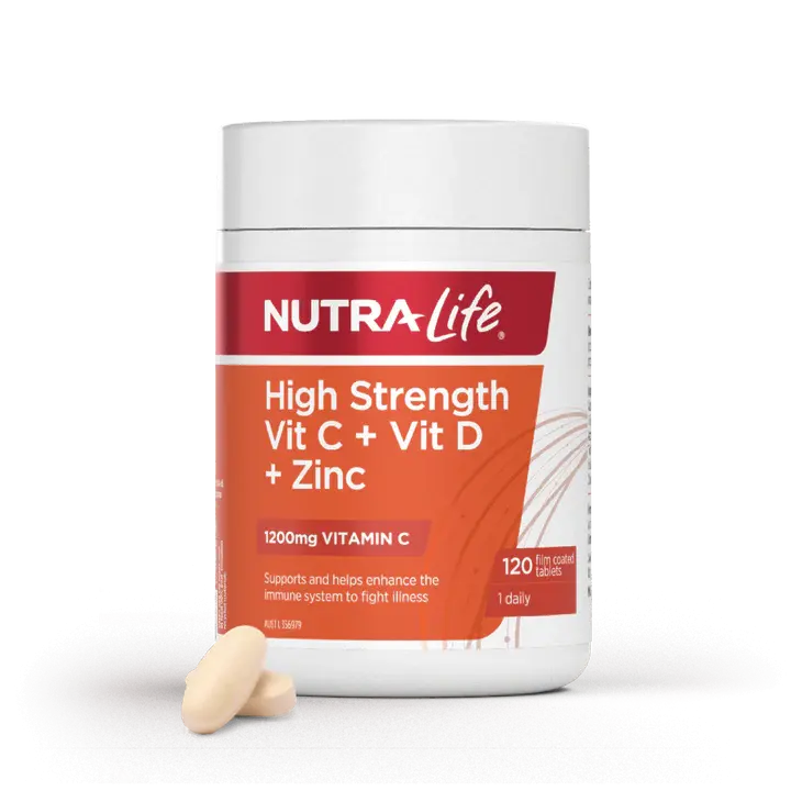 High Strength Vitamin C + D + Zinc 60t